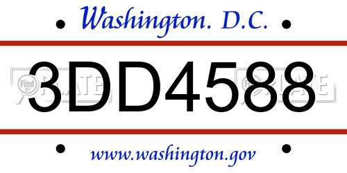 3DD4588 District Of Columbia License Plate