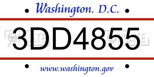 3DD4855 District Of Columbia License Plate