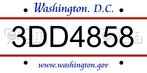 3DD4858 District Of Columbia License Plate