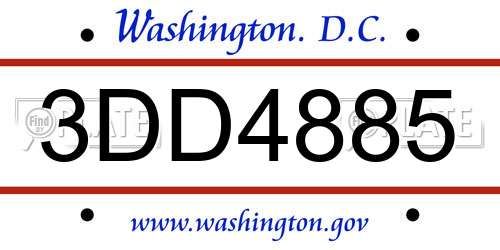 3DD4885 District Of Columbia License Plate