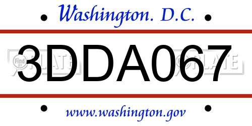 3DDA067 District Of Columbia License Plate