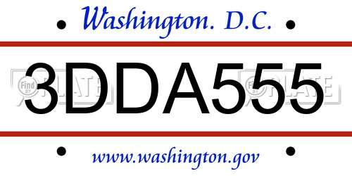 3DDA555 District Of Columbia License Plate