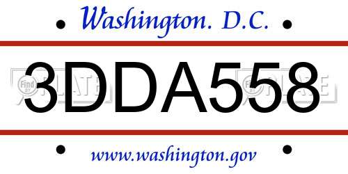 3DDA558 District Of Columbia License Plate