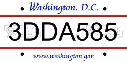 3DDA585 District Of Columbia License Plate
