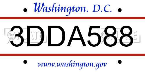 3DDA588 District Of Columbia License Plate