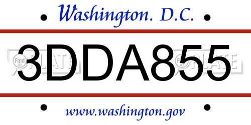 3DDA855 District Of Columbia License Plate