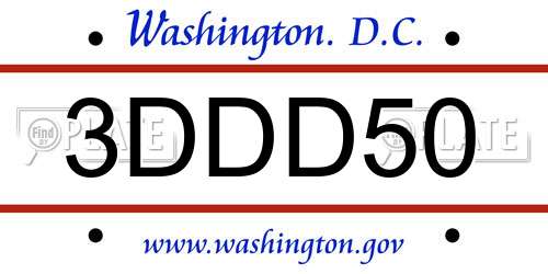 3DDD50 District Of Columbia License Plate