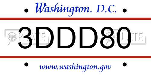 3DDD80 District Of Columbia License Plate