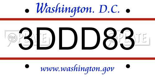 3DDD83 District Of Columbia License Plate