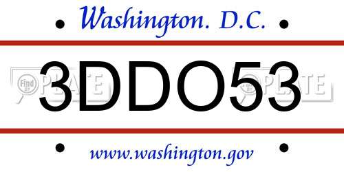 3DDO53 District Of Columbia License Plate