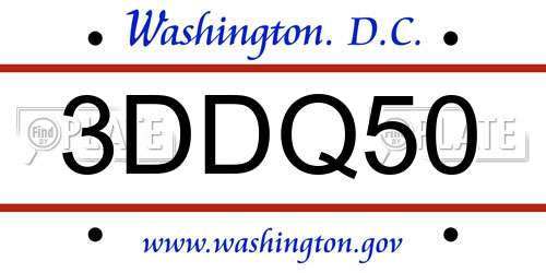 3DDQ50 District Of Columbia License Plate