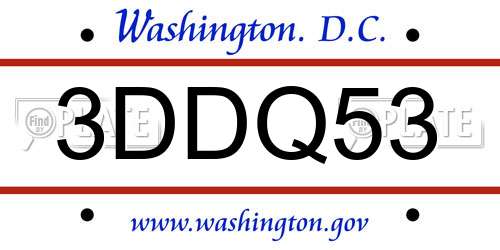 3DDQ53 District Of Columbia License Plate
