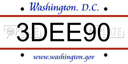3DEE90 District Of Columbia License Plate