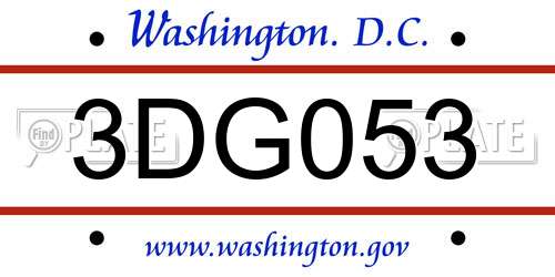 3DG053 District Of Columbia License Plate
