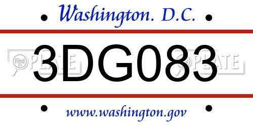 3DG083 District Of Columbia License Plate