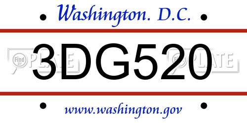3DG520 District Of Columbia License Plate