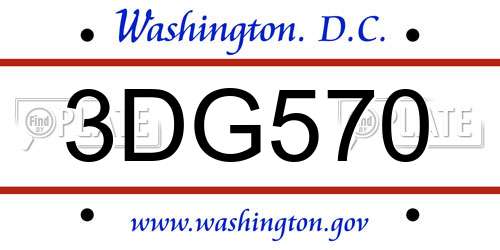 3DG570 District Of Columbia License Plate