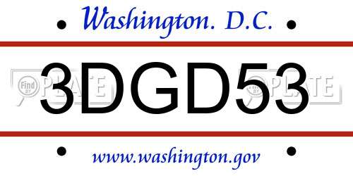 3DGD53 District Of Columbia License Plate