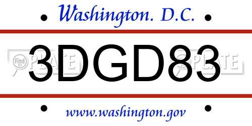 3DGD83 District Of Columbia License Plate
