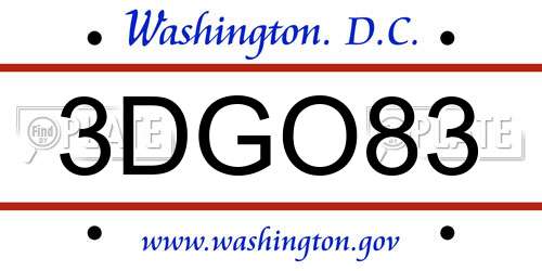 3DGO83 District Of Columbia License Plate