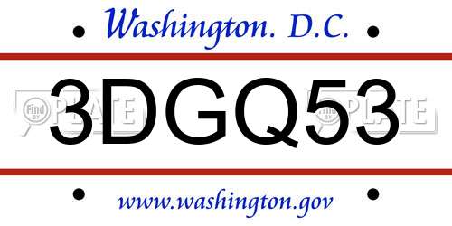3DGQ53 District Of Columbia License Plate