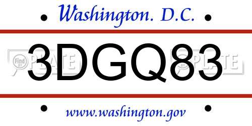 3DGQ83 District Of Columbia License Plate