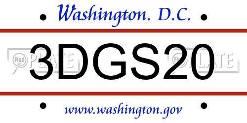 3DGS20 District Of Columbia License Plate