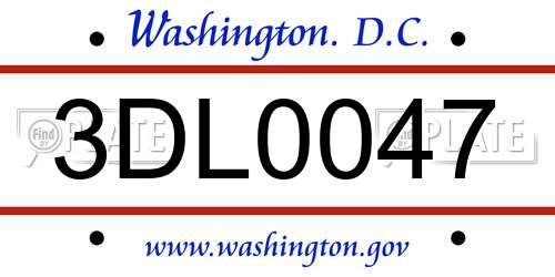 3DL0047 District Of Columbia License Plate
