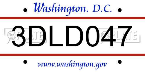 3DLD047 District Of Columbia License Plate