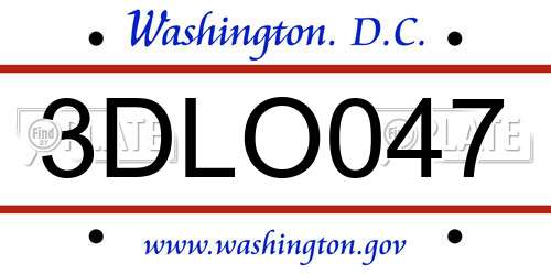 3DLO047 District Of Columbia License Plate