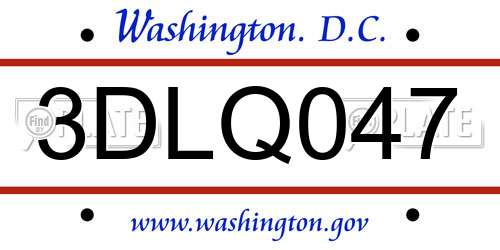 3DLQ047 District Of Columbia License Plate