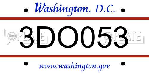 3DO053 District Of Columbia License Plate