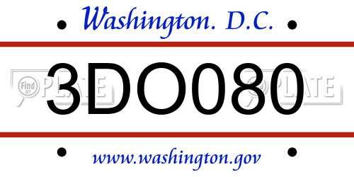 3DO080 District Of Columbia License Plate
