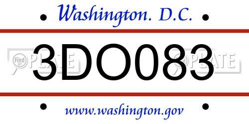 3DO083 District Of Columbia License Plate