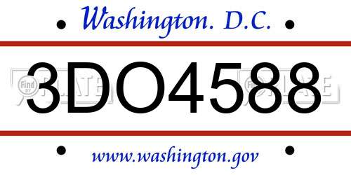 3DO4588 District Of Columbia License Plate