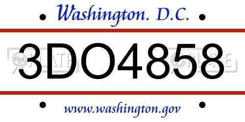 3DO4858 District Of Columbia License Plate