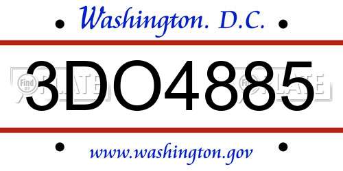 3DO4885 District Of Columbia License Plate