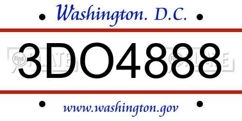 3DO4888 District Of Columbia License Plate