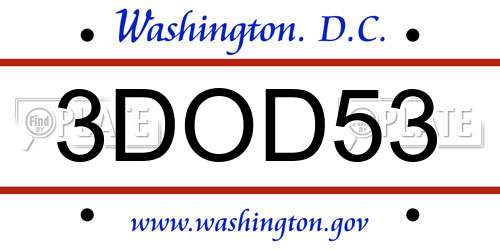 3DOD53 District Of Columbia License Plate