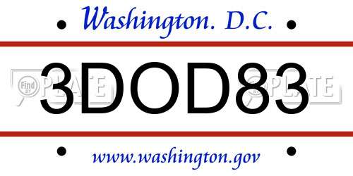 3DOD83 District Of Columbia License Plate