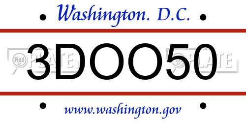 3DOO50 District Of Columbia License Plate