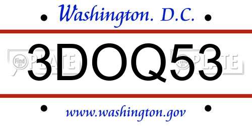 3DOQ53 District Of Columbia License Plate