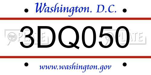 3DQ050 District Of Columbia License Plate