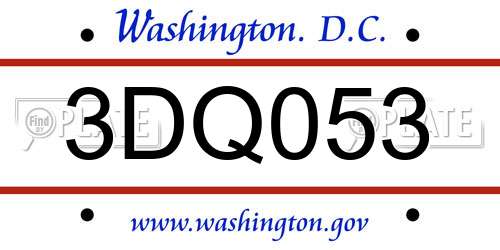3DQ053 District Of Columbia License Plate