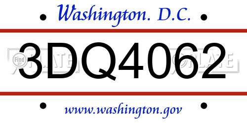 3DQ4062 District Of Columbia License Plate