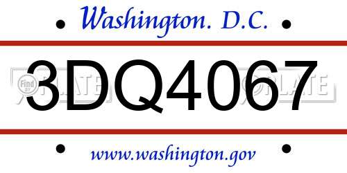3DQ4067 District Of Columbia License Plate