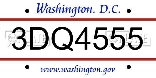 3DQ4555 District Of Columbia License Plate