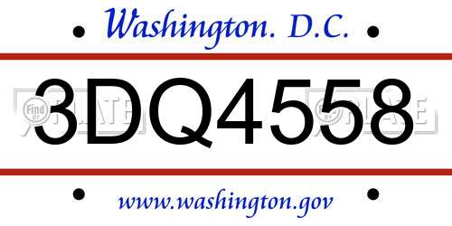 3DQ4558 District Of Columbia License Plate