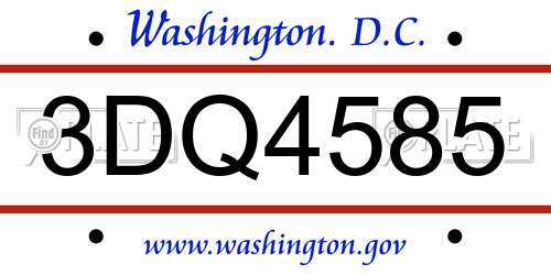 3DQ4585 District Of Columbia License Plate