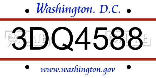 3DQ4588 District Of Columbia License Plate